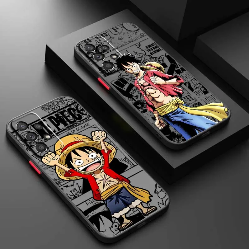 

One Piece Japanese anime Luffy For Samsung A73 A72 A71 A55 A54 A53 A52 A51 A35 A25 A15 A14 5G Frosted Translucent Phone Case