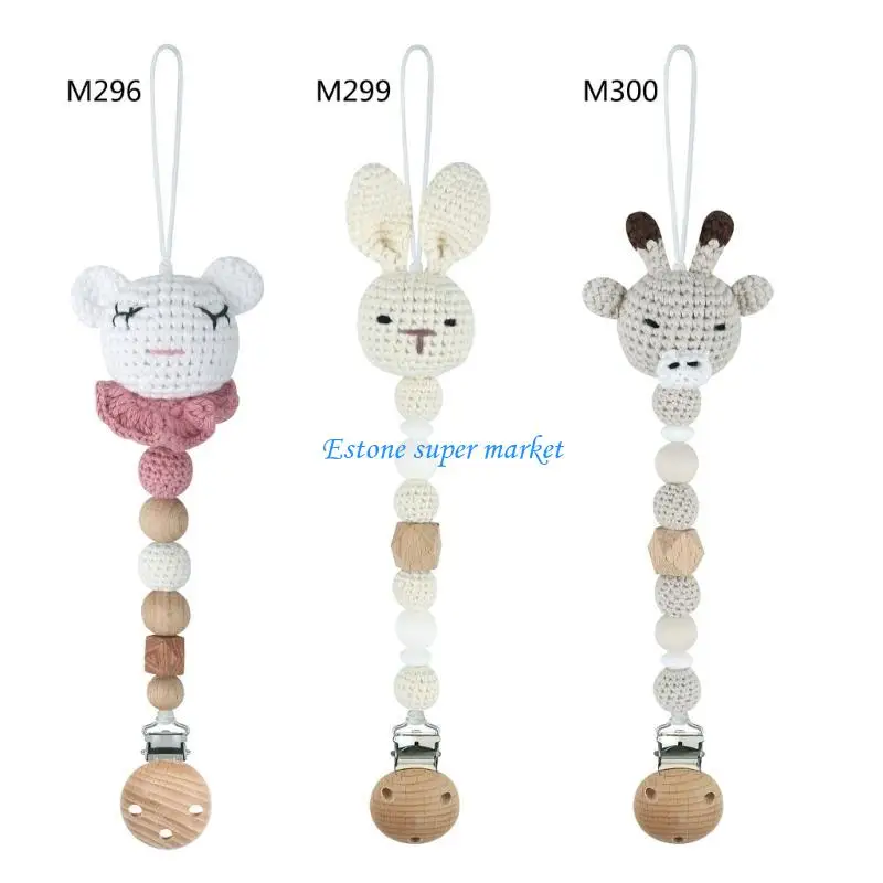 090B Cartoon Animal Baby Pacifier Chain Dummy Nipples Holder Handmade Crochet Toy