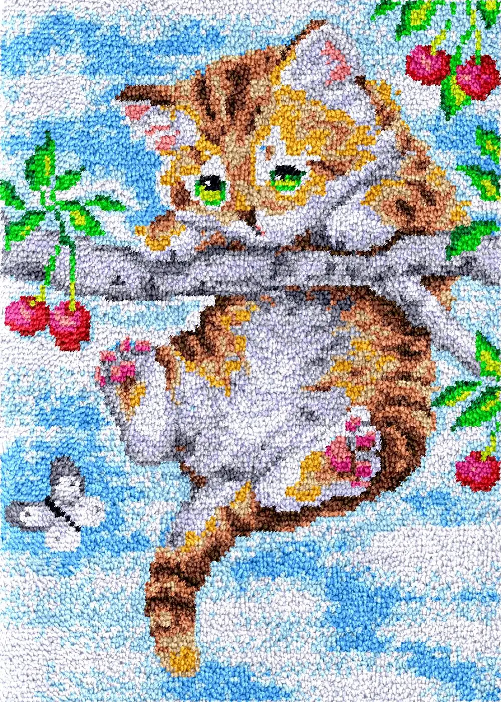 latcCute kitten Latch hook kit with Pre-Printed Pattern Cats mat diy bag Crafts for adults Carpet embroidery set plastic canvas