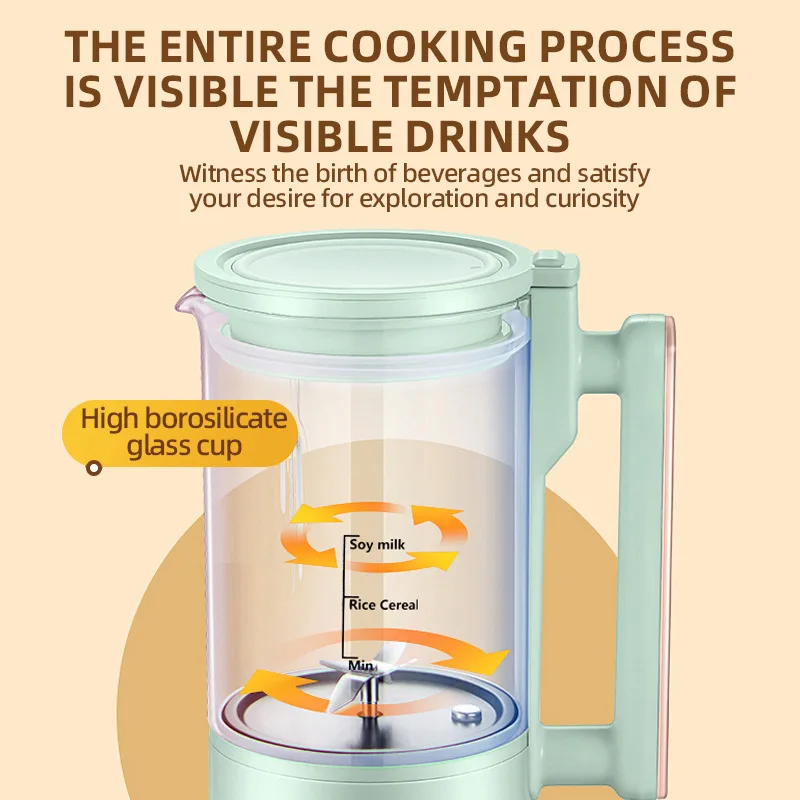 110V/220V Soymilk Maker, High-Speed ​​Blender, Small Juicer, Baby Food Maker