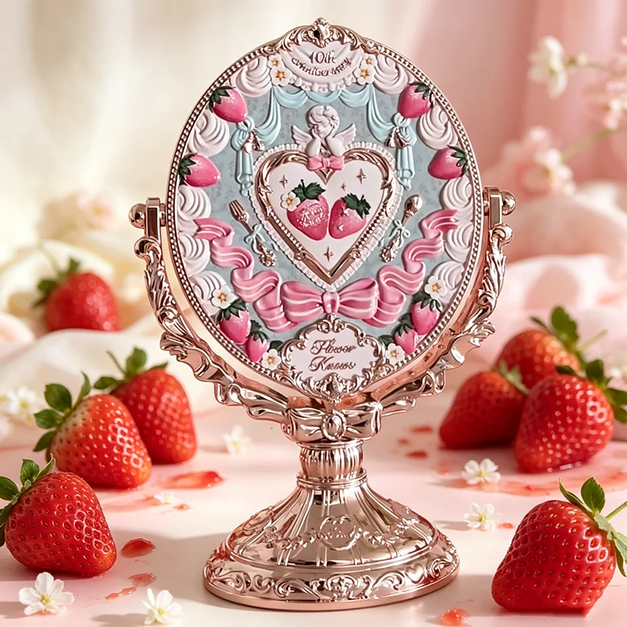 Flowerknows 10th Anniversary Vanity Make Up Mirror Snowflake Blue Tabletop Mirror for Vanity & Display Makeup Big Mirrors
