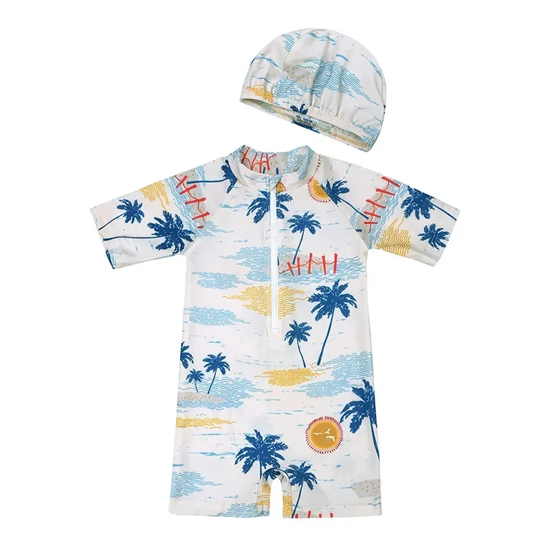 Summer UV Baby Boy Swimsuit One Piece Swimming Jumpsuit Ruffles Bathing Suit SPF 50 Long Sleeve Kids Swimwear for Girls 1-7Years