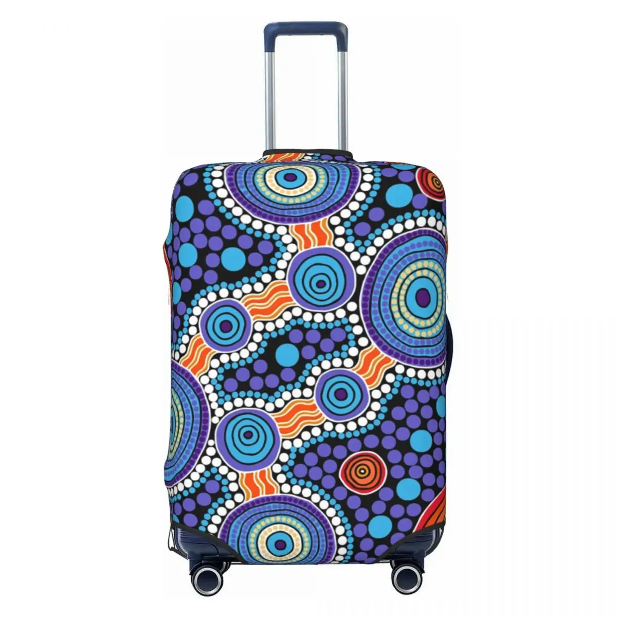 

The Journey Blue Luggage Cover Elastic Australian Aboriginal Art Travel Suitcase Protective Covers Fits 18-32 Inch