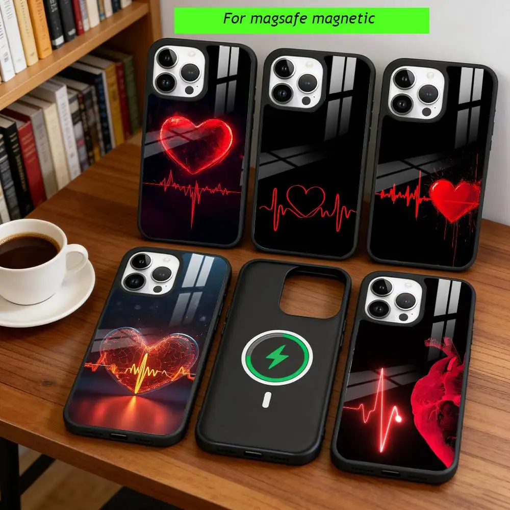 

Heartbeat Love Echo Phone Case For iPhone17,16,15,14,13,12,11 Plus,Pro Magnetic For Magsafe Wireless Charging