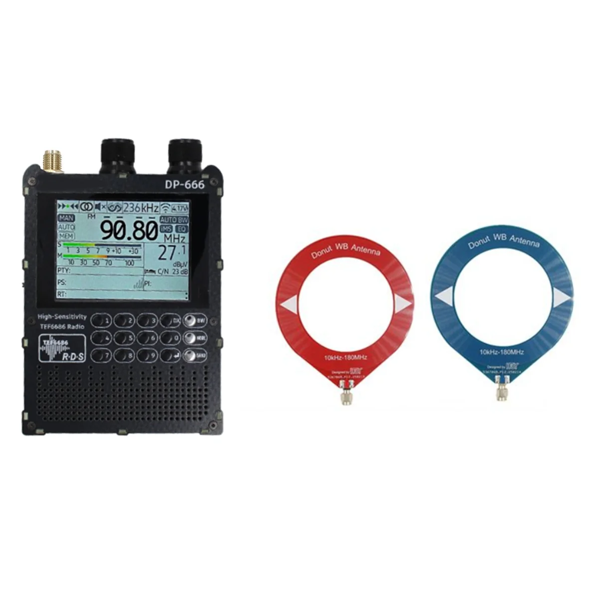 

DP-666 TEF6686 Radio 2.8-Inch IPS Touch S n High Sensitivity Receiver Full Band FM LW MW SW Radio with Antenna