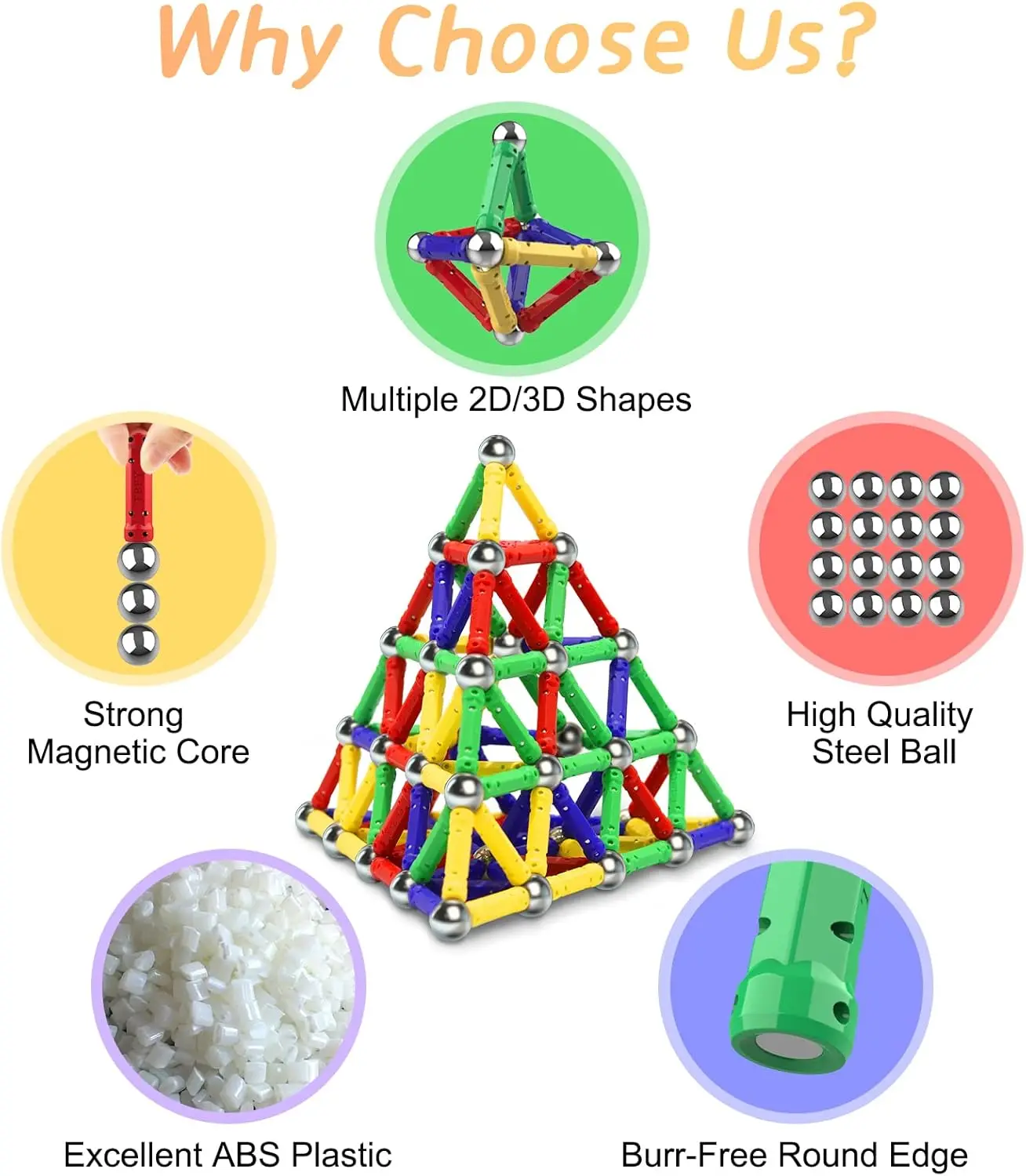 Magnetyczne klocki budowlane, magnes zabawki edukacyjne STEM zabawki dla dzieci, zabawka budowlana 3D