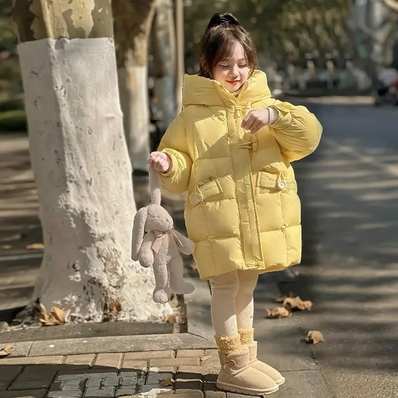 【2025 New】Adorable Down Jacket for Girls | Mid Length Winter Coat with Trendy Design Children's Outdoor Jacket for Winter 2025