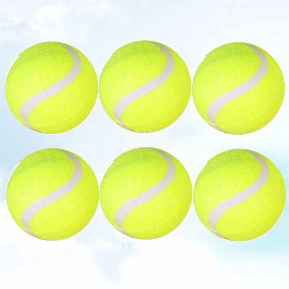 

6Pcs Training Tennis Balls High Elasticity Pressure Retention Premium Rubber Heavy Duty Tennis Accessory for Courts and Machine