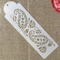 Plantillas de capas DIY para pintura de pared, patrón de Cachemira, hojas de flores, álbum de recortes para colorear, álbum de relieve, plantilla decorativa, 33x10cm