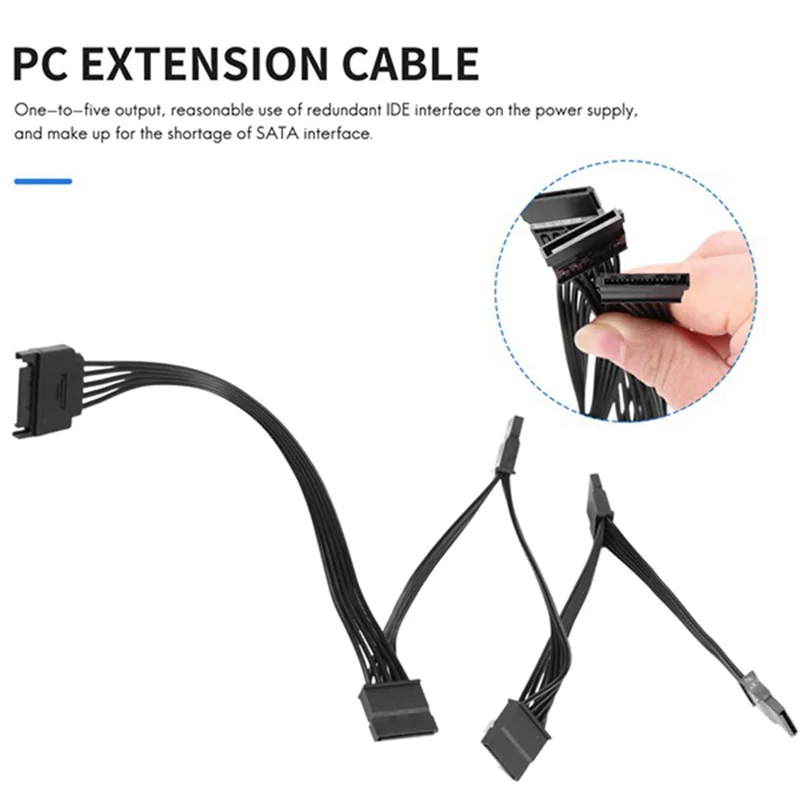 

OFSS-2PCS 15-контактный удлинитель питания SATA, кабель для жесткого диска, 1 штекер на 5 гнезд, разветвитель источника питания, кабель-адаптер