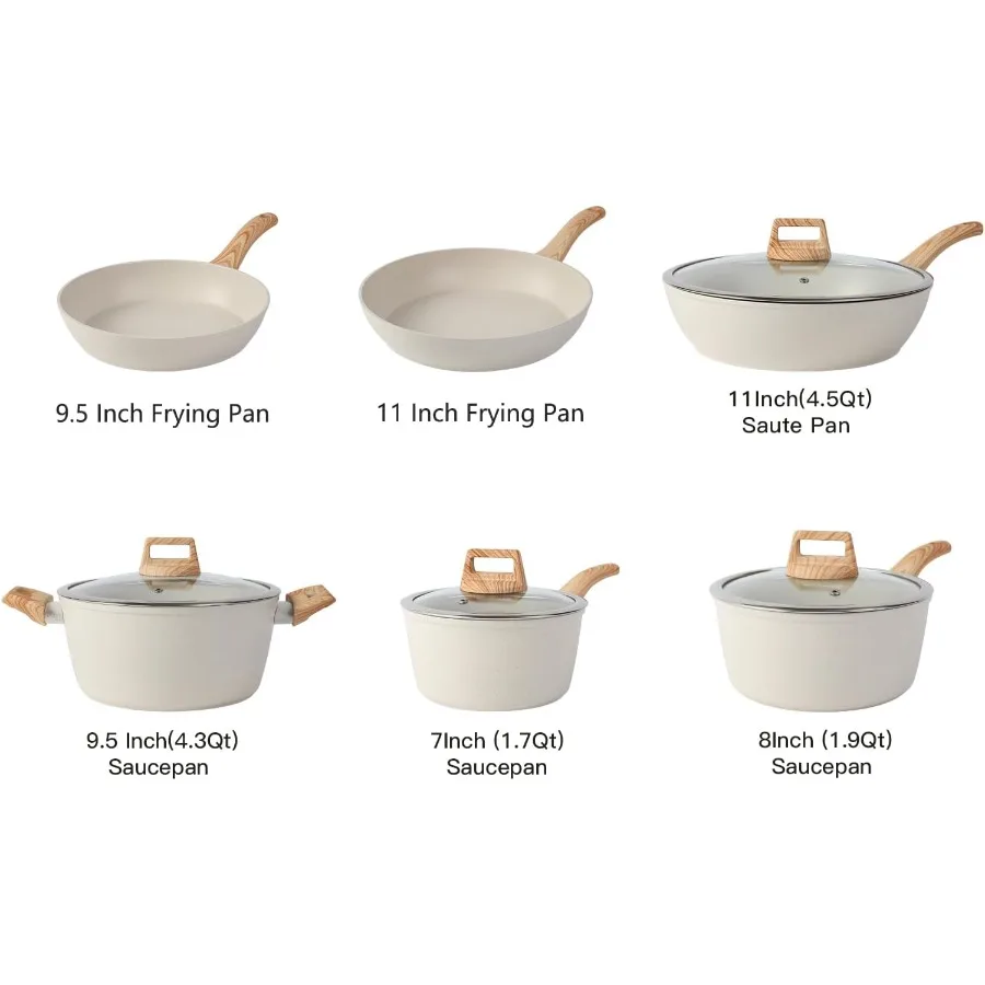 طقم أواني ومقالي مكون من 21 قطعة طقم أواني طهي غير لاصقة مع طقم أواني طهي #2