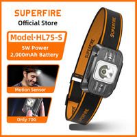 SUPERFIRE HL75 Mini LED Rechargeable Headlamp High power led flashlight USB C Sensor Headlight Portable For Working Fishing lamp
