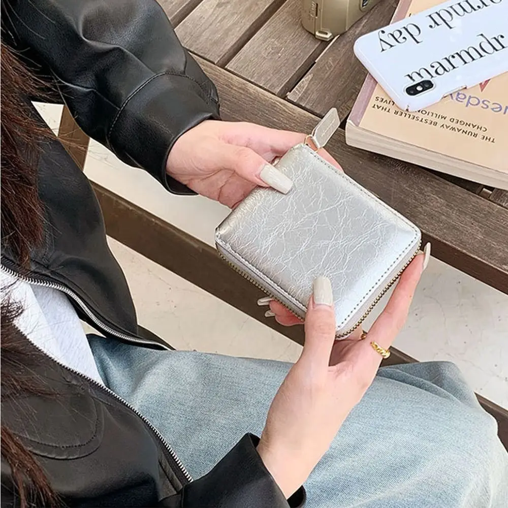 Simple Korean Style PU Zipper Wallet Solid Color Wallets Solid Color Coin Purse Storage Bag Card Holder Women