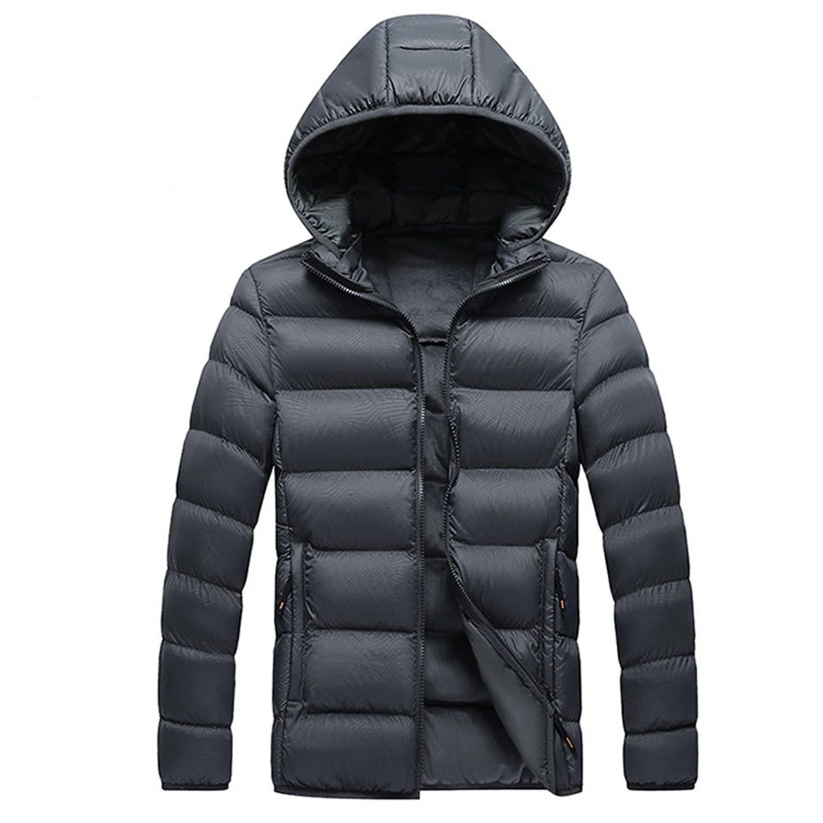 Padded Jacket Men Winter Light Parkas Fashion Casual Solid Color Parkas Warm Thick Jacket Male Waterproof Caot Black