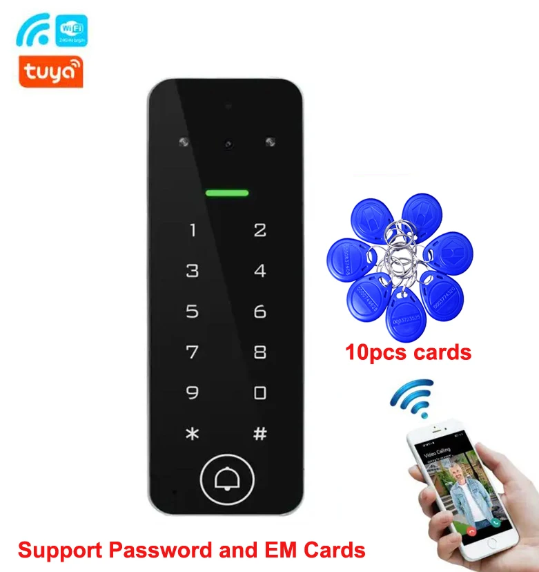 Tuya WIFI fingerprint keypad RFID controller Waterproof Video Intercom Wired Camera Door Entry System for Apartment/Villa