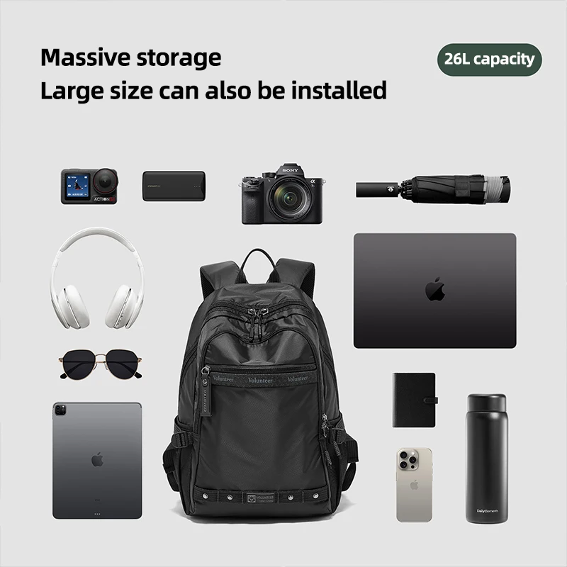 VOLUNTEER Travel School Backpack Men Waterproof Laptop College Backpacks Men's Casual Fashion Large Capacity Camping Bag 1875-01