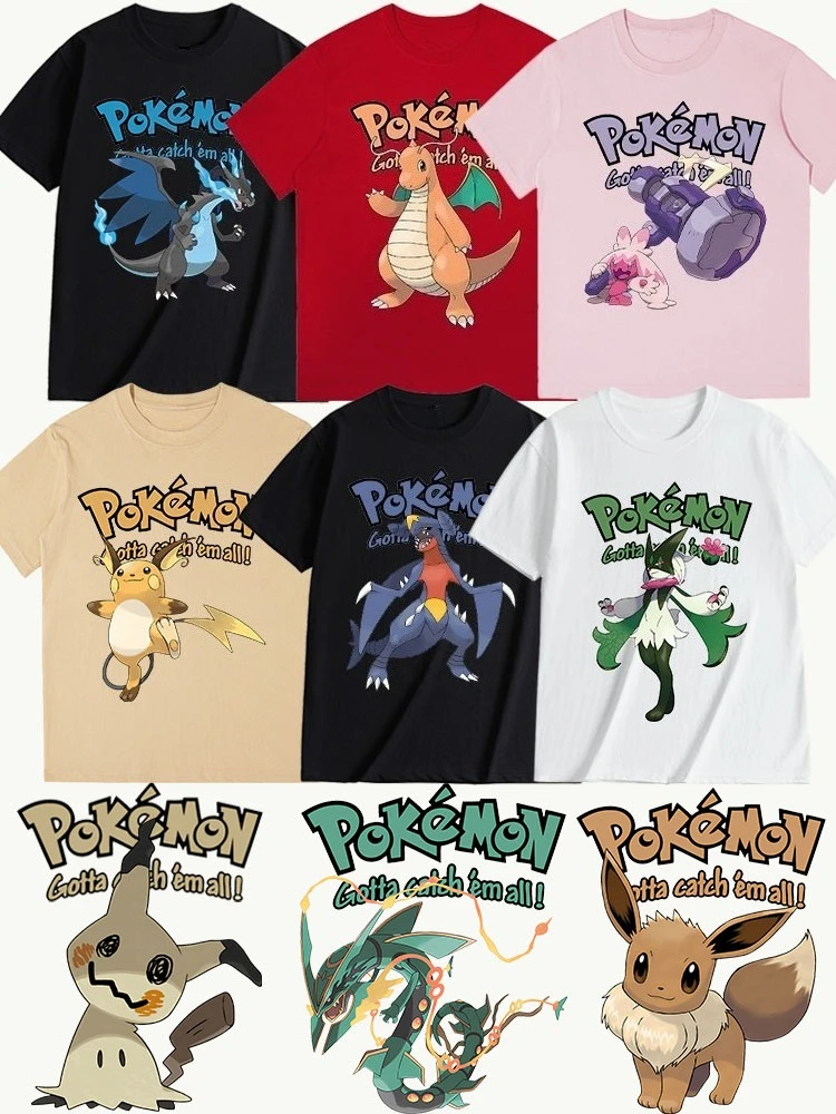 

Summer Pokémon Pikachu T-shirt Pure Cotton Breathable Fashion Versatile Unisex Streetwear Casual Oversized Loose Short Sleeve