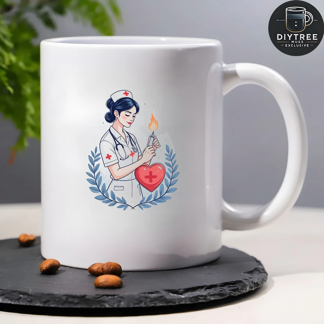 Tasse mit Cartoon-Krankenschwester-Illustration, 11 Unzen Tasse für heiße und kalte Getränke, Weihnachtsgeschenk, Heim- und Bürotasse