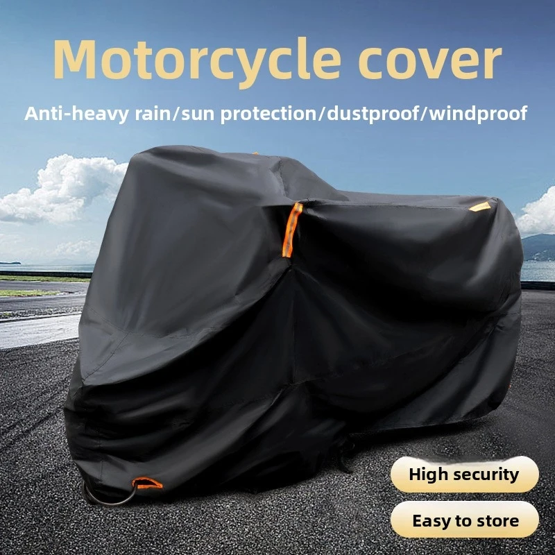 Motorcycle Cover, Rainproof And Sunproof, Thickened Oxford Cloth Dust Cover With Built-In Anti-Theft Buckle