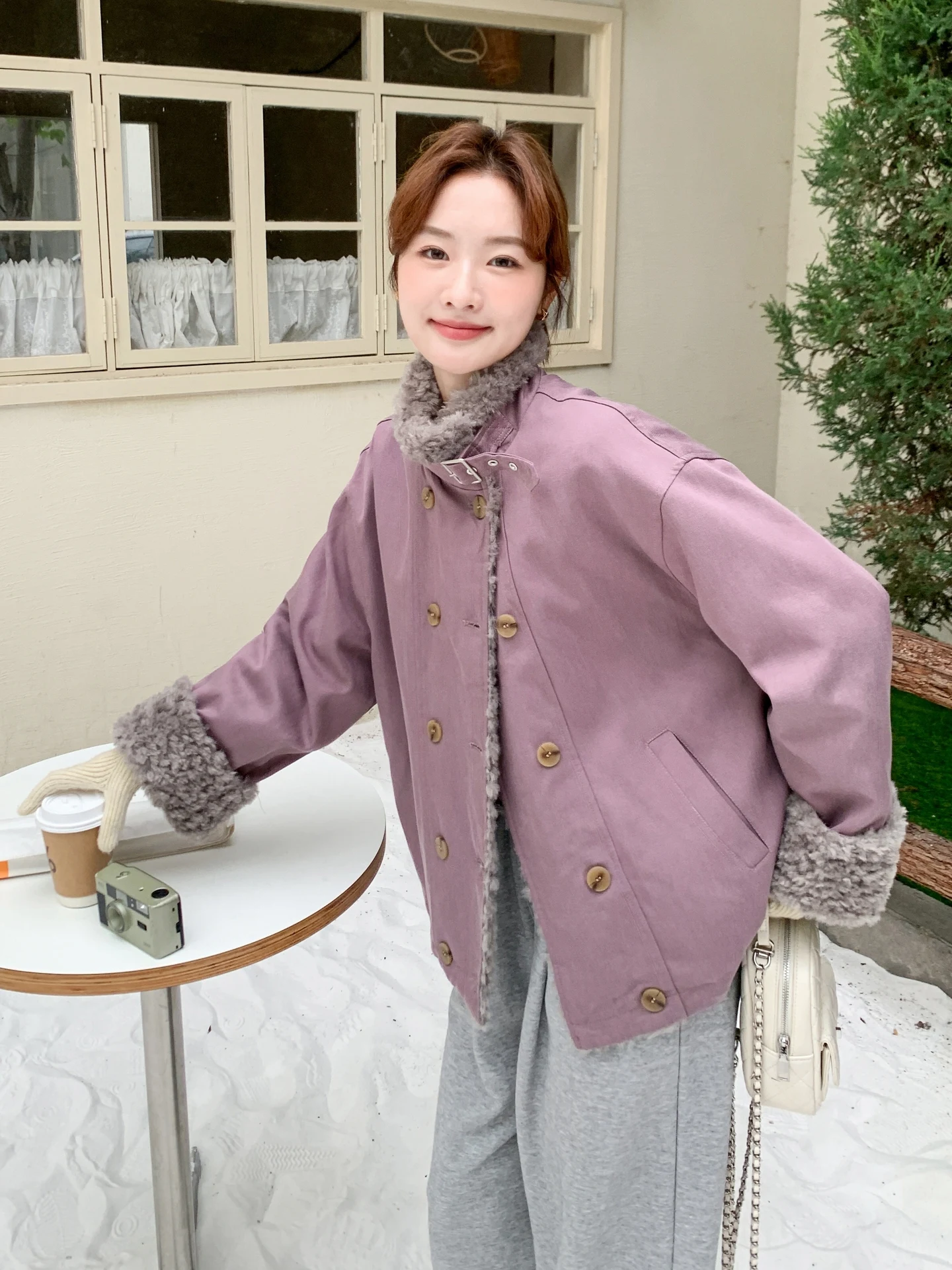 Roxo Plu Splicing Stand Collar Or Down Jaet Feminino Inverno 2025 Novo Tamanho Pequeno Branco Du Down Coat Coreano Sle Loo...