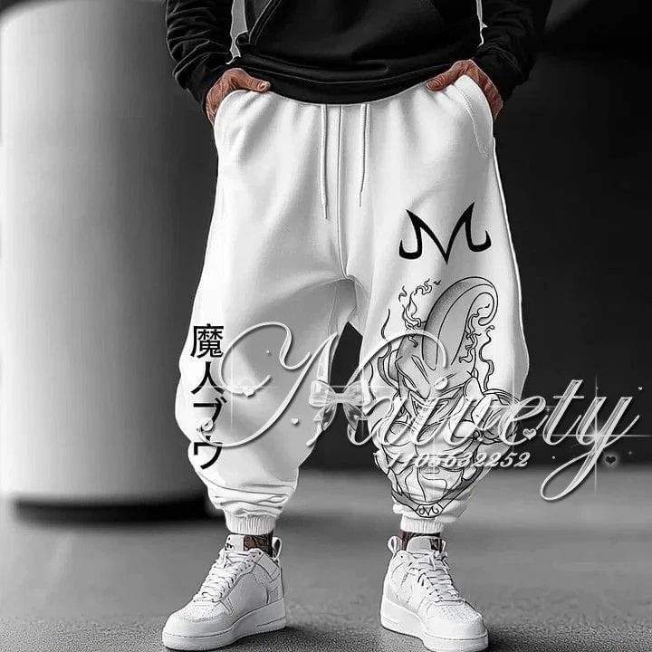 Dragon Ball Majin Buu & Majin Symbol Black & White 3D Print Quick Dry Breathable Vintage Joggers 2026 Summer Unisex Sports Pants