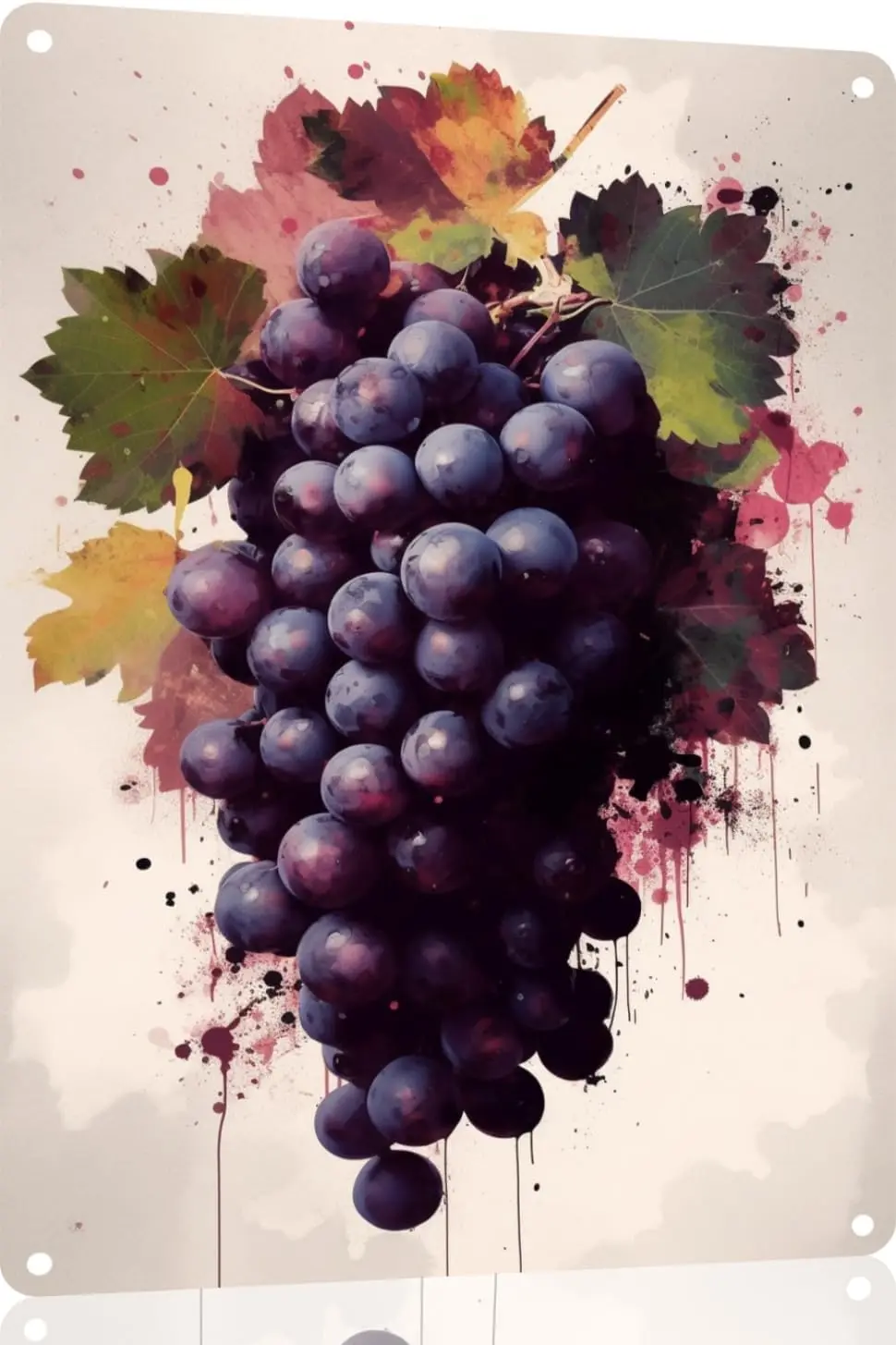12x8IN Retro Bunch of Purple Grapes Metal Tin Sign - Vintage Farmhouse Wall Decor For Home, Kitchen, Bathroom, Bar - Fruit- sign