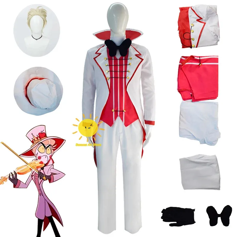 

Anime Lucifer Morningstar Cosplay Hazbin Hotel Cosplay Costumes Hazbin Lucifer White Suit Halloween Party Adult Men Costume