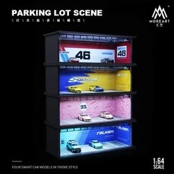 TM MoreArt 1:64 Original design Famous Car brands & Paint Assemble Diorama LED Lighting Model Car Display Scene