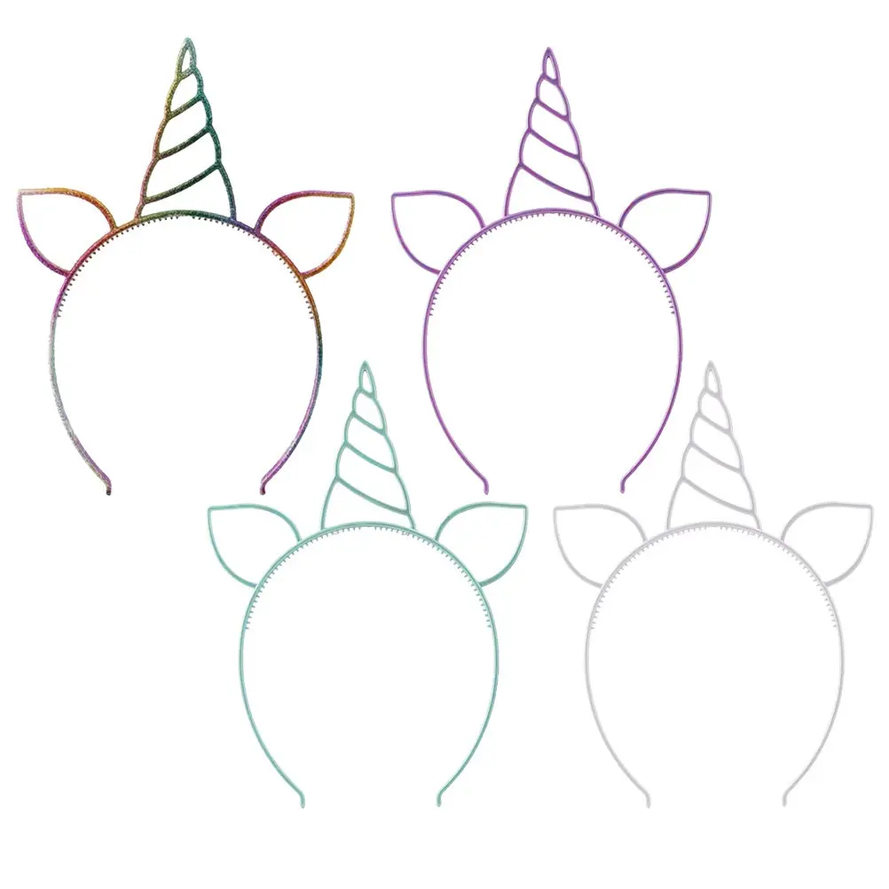 7Pcs Unicorn Hair Bands for Girls Kids Mixed Color Comfortable Lightweight Hair Hoops for Costume Christmas Easter view 2