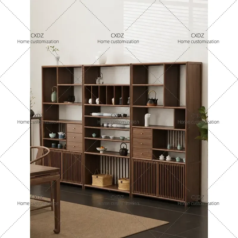 New Chinese Style Bogu Shelf Duobao Pavilion Display Cabinet Antique Tea Set Storage Rack Solid Wood Furniture for Living