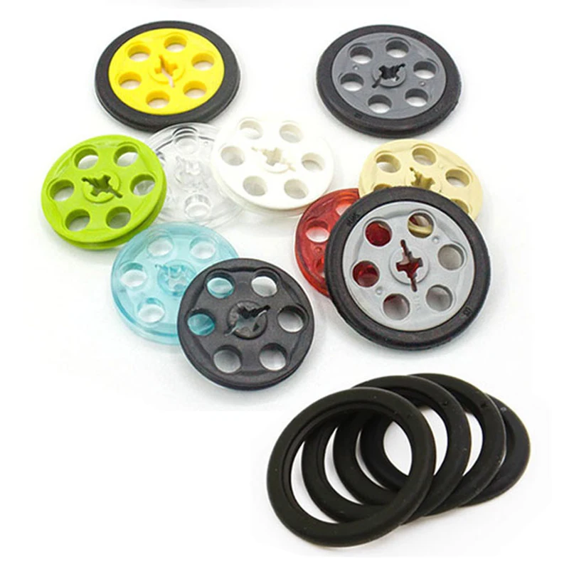 

20Pcs/lot Wheels and Tyres Technical Wedge Belt Wheel Tire 2815 4185 Pulley / Wheel EV3 Building Blocks Parts DIY Bricks Toys