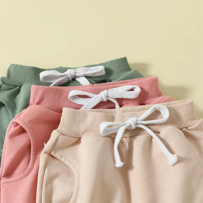 Baby Girls Pants Solid Color Elastic Waist Soft Toddler Trousers Spring Fall Casual Sweatpants Joggers