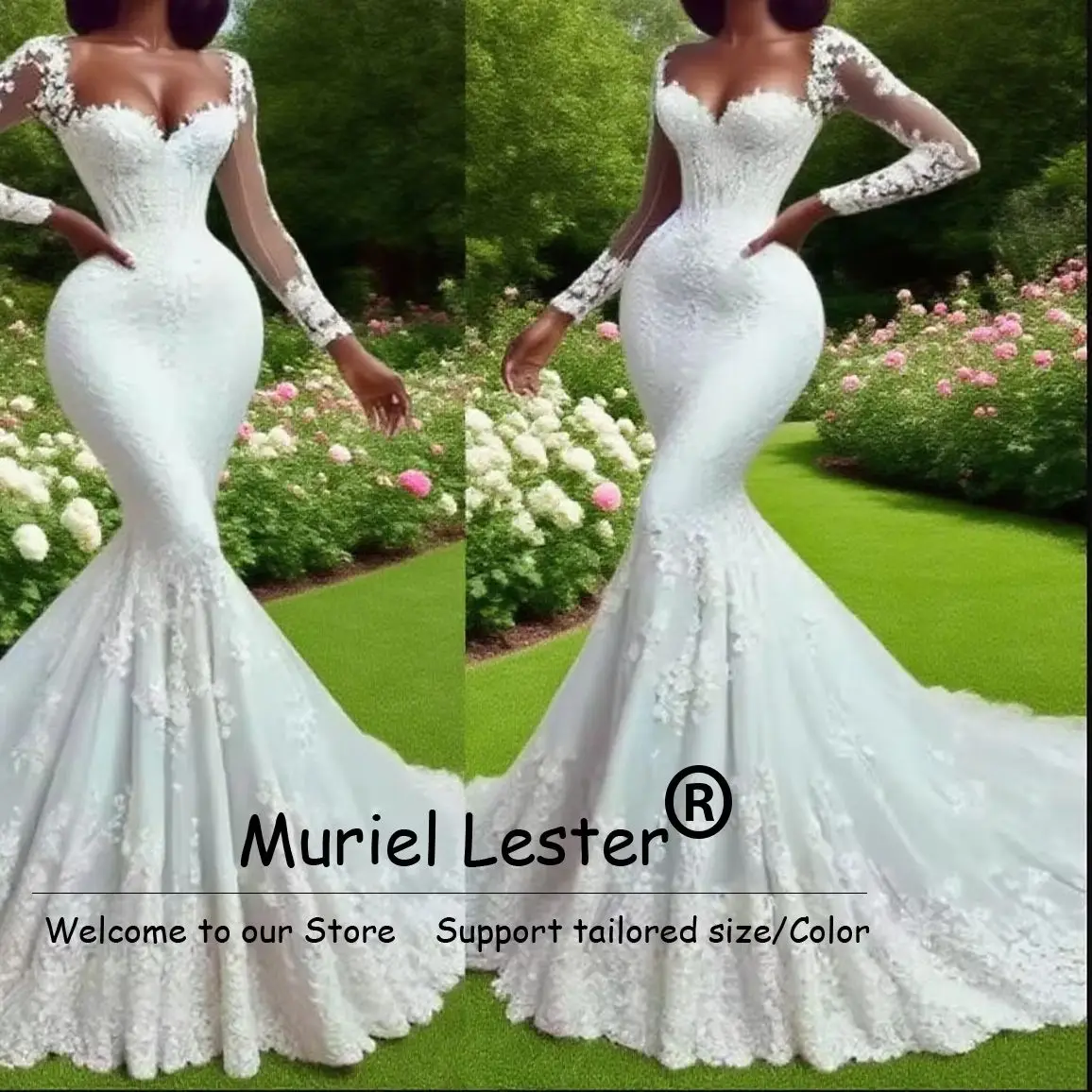 Robes de mariée longues sirène élégantes dentelle appliques robes de mariée pour les filles noires personnalisé Aso Ebi robe de mariée africaine