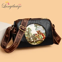 Fashion Embroidery Women Purses and Handbags Crossbody Luxury Designers High Quality Solid Color Leather Shoulder Messenger Bags