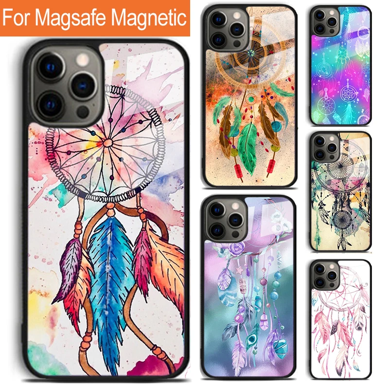 Dream catcher watercolor Phone Case For iPhone 16 15 14 13 12 11 Pro Max Plus Magsafe Magnetic Wireless Charging Cover