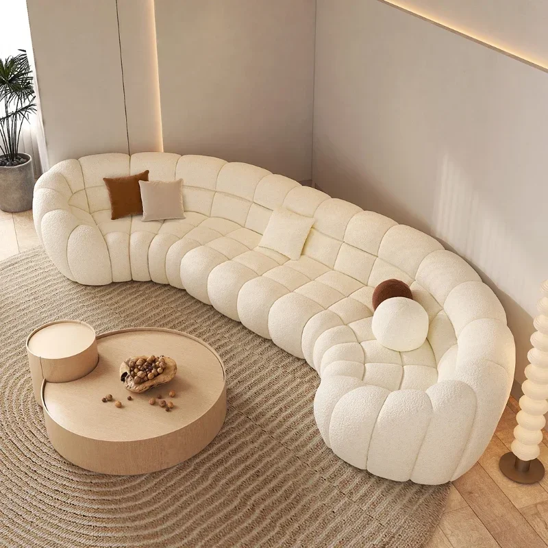 

Minimalist White Ring Sofa Cream Style Advanced Sense Living Room Creative Semicircle