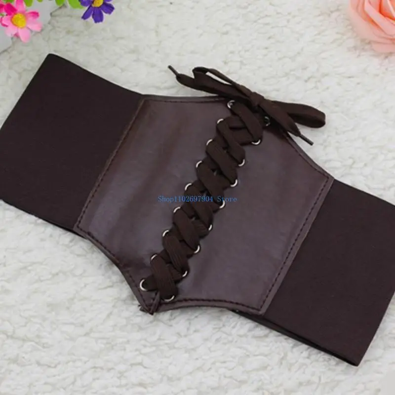 N7YF 여성 가짜 가죽 가죽 하급 코르셋 허리 벨트 증기 펑크 섹시한 레이스 업 bustier