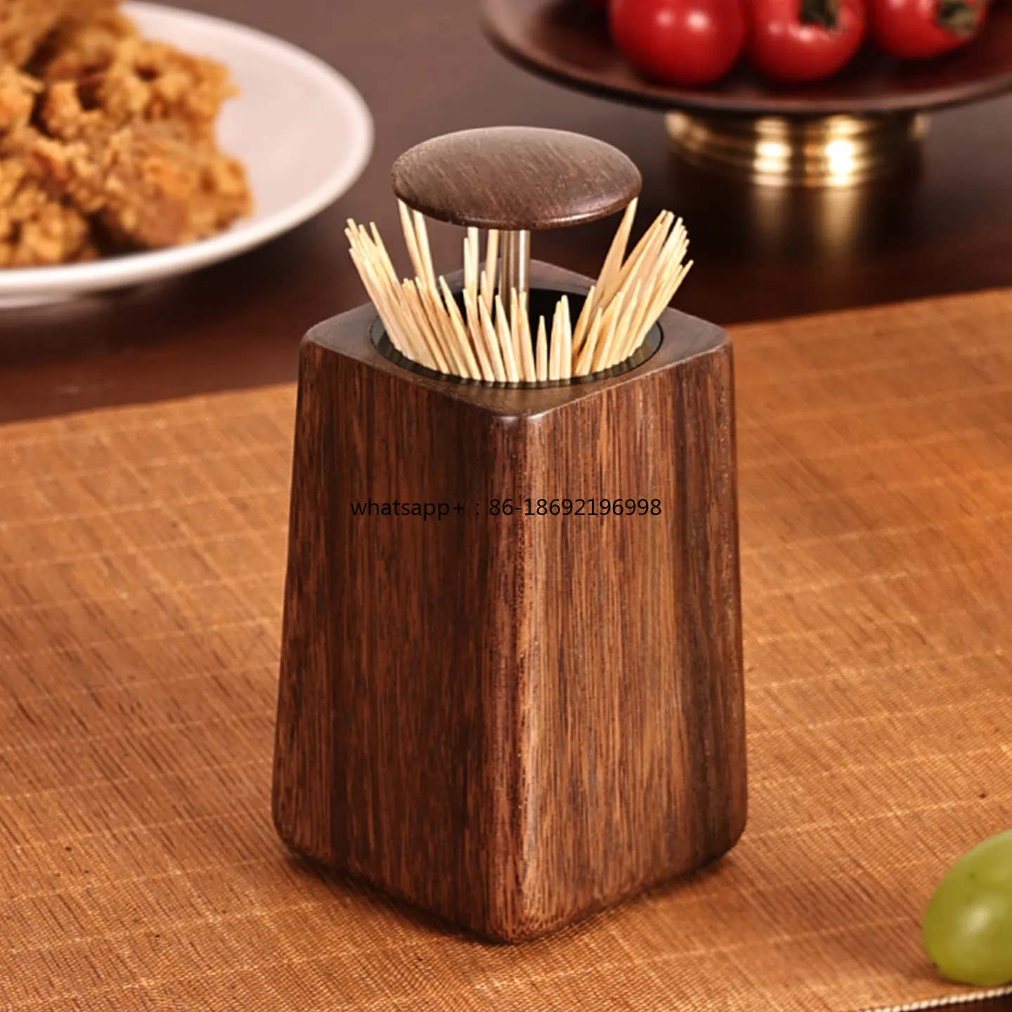 Solid Wood Toothpick Box 2026 New Automatic Pop-up Home Living Room Light Luxury Advanced Press Toothpick Holder