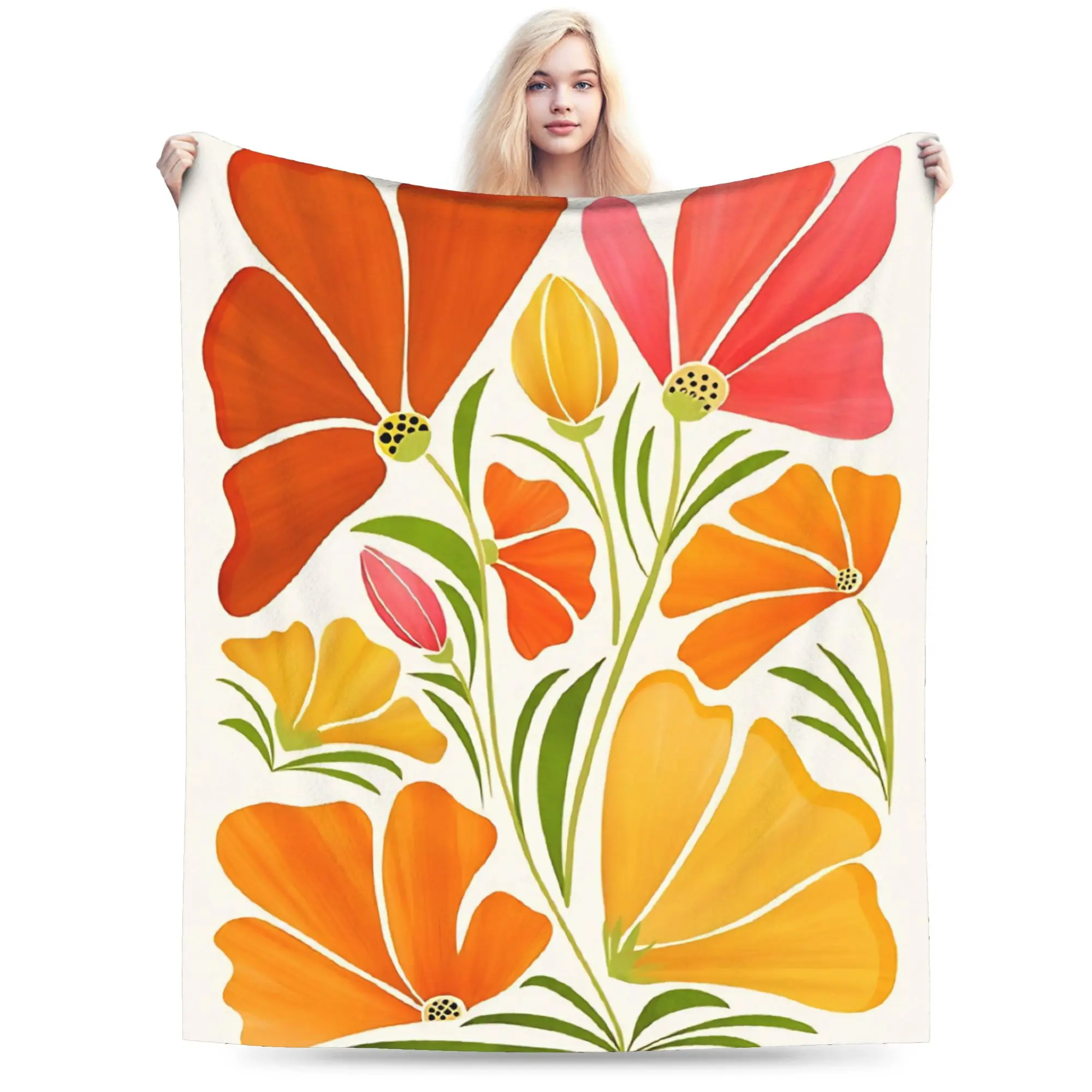 Flower Market  Plush Blanket Girls Boys  Flannel Throw Blanket For Outdoor Warm Soft Custom Quality Bedspread Gift Idea