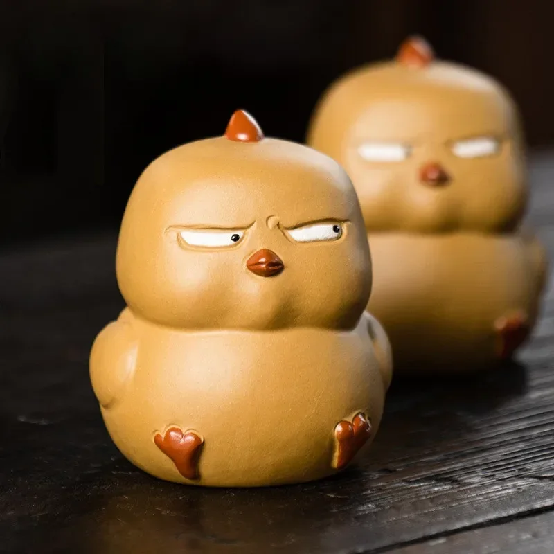 Chinese Yixing Purple Clay Tea Pet Cute Animal Statue Decoration Tea Figurine Ornaments Handmade Sculpture Tea Set Accessories