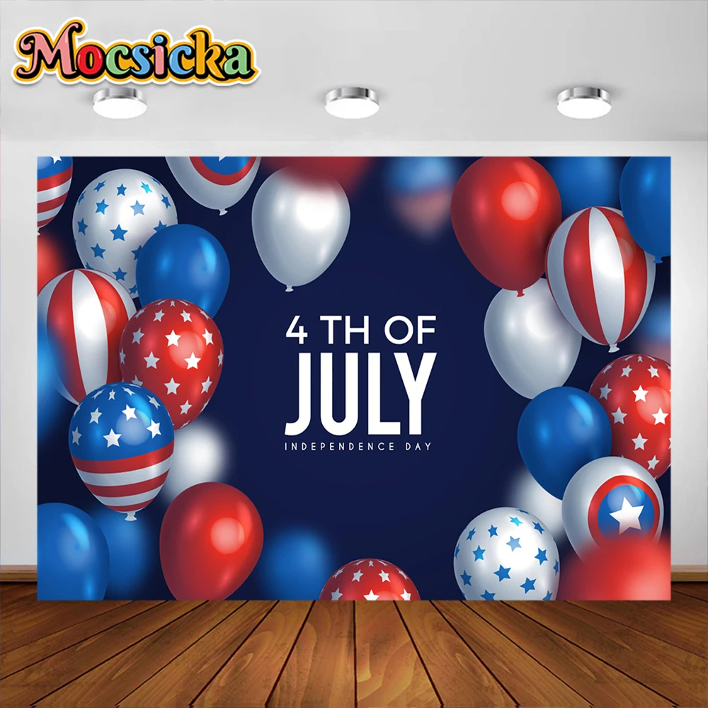 Mocsicka Independence Day Photography BackgroundAmerican Flag Stripes Balloon 4th of July Backdrops Decor Supplies Studio Props