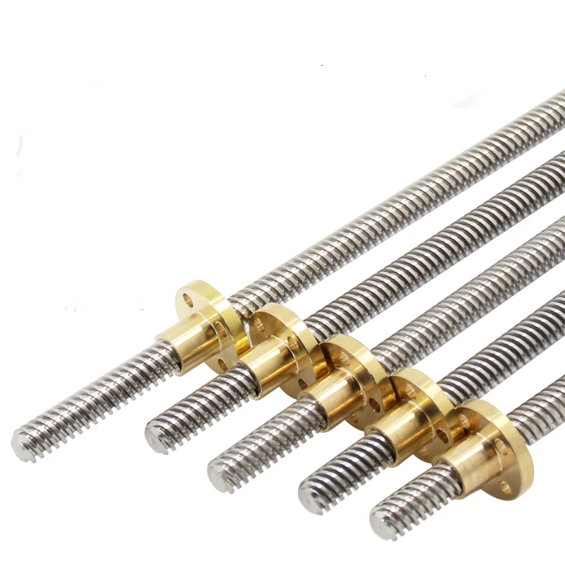 T14 Lead Screw Trapezoidal Rod Diameter 14mm pitch 3mm lead 3mm 6mm with Brass Nut for 3D printer CNC Parts Stainless Steel