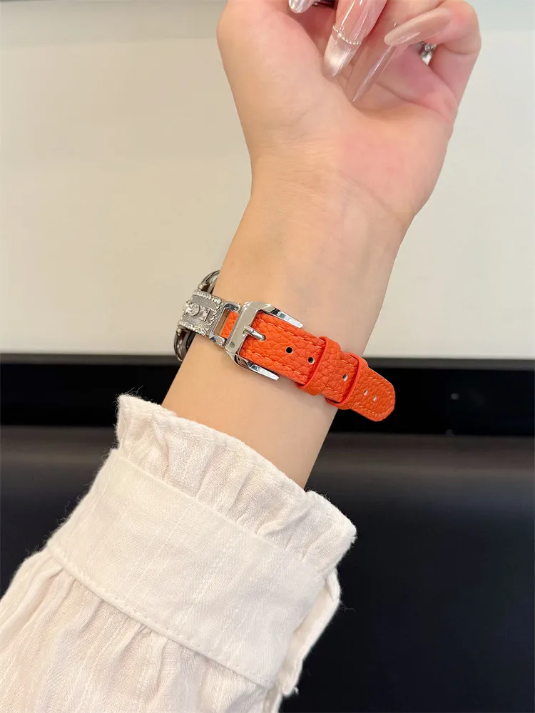 

Compatible with iWatch strap 38mm 40mm 41mm 42mm 44mm 45mm 49mm diamond studded leather fashionable strap