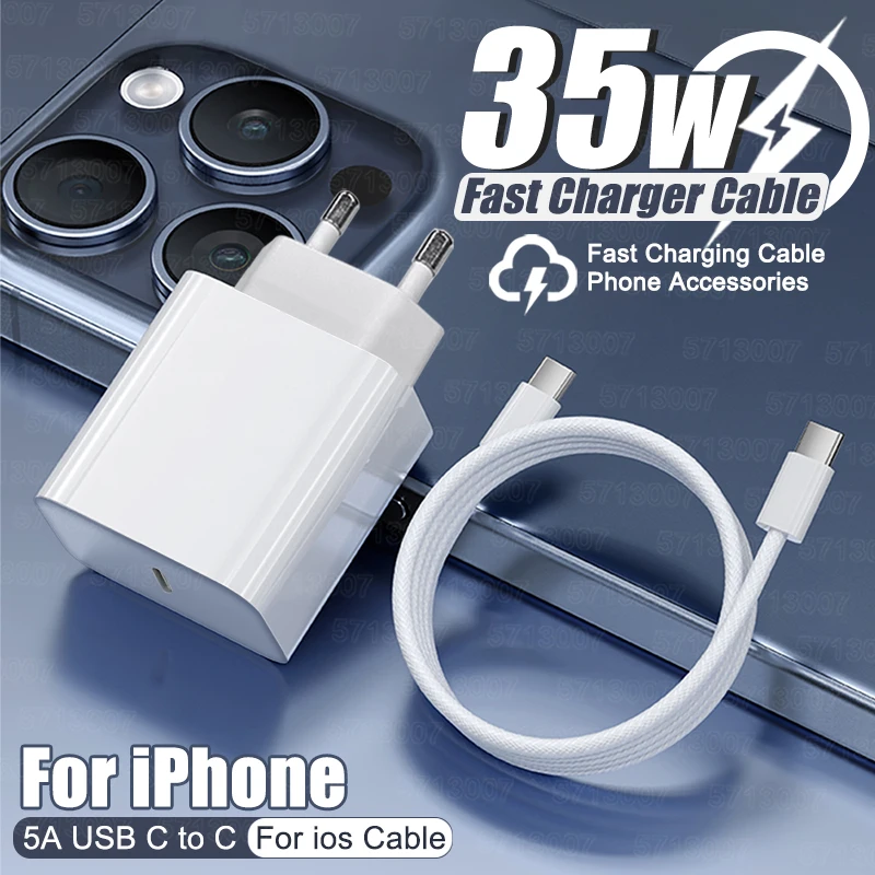 35W PD USB C Charger Fast Charging For Apple iPhone 15 14 13 12 11 Pro Max Plus Fast Charger USB Type C Phone Cable Accessories