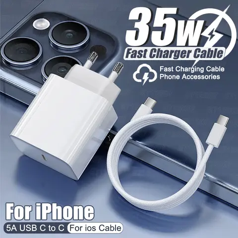 35W PD USB C 충전기 Apple iPhone 15 14 13 12 11 16 Pro Max Plus 고속 충전기 USB 유형 C 전화 케이블 액세서리 용 고속 충전