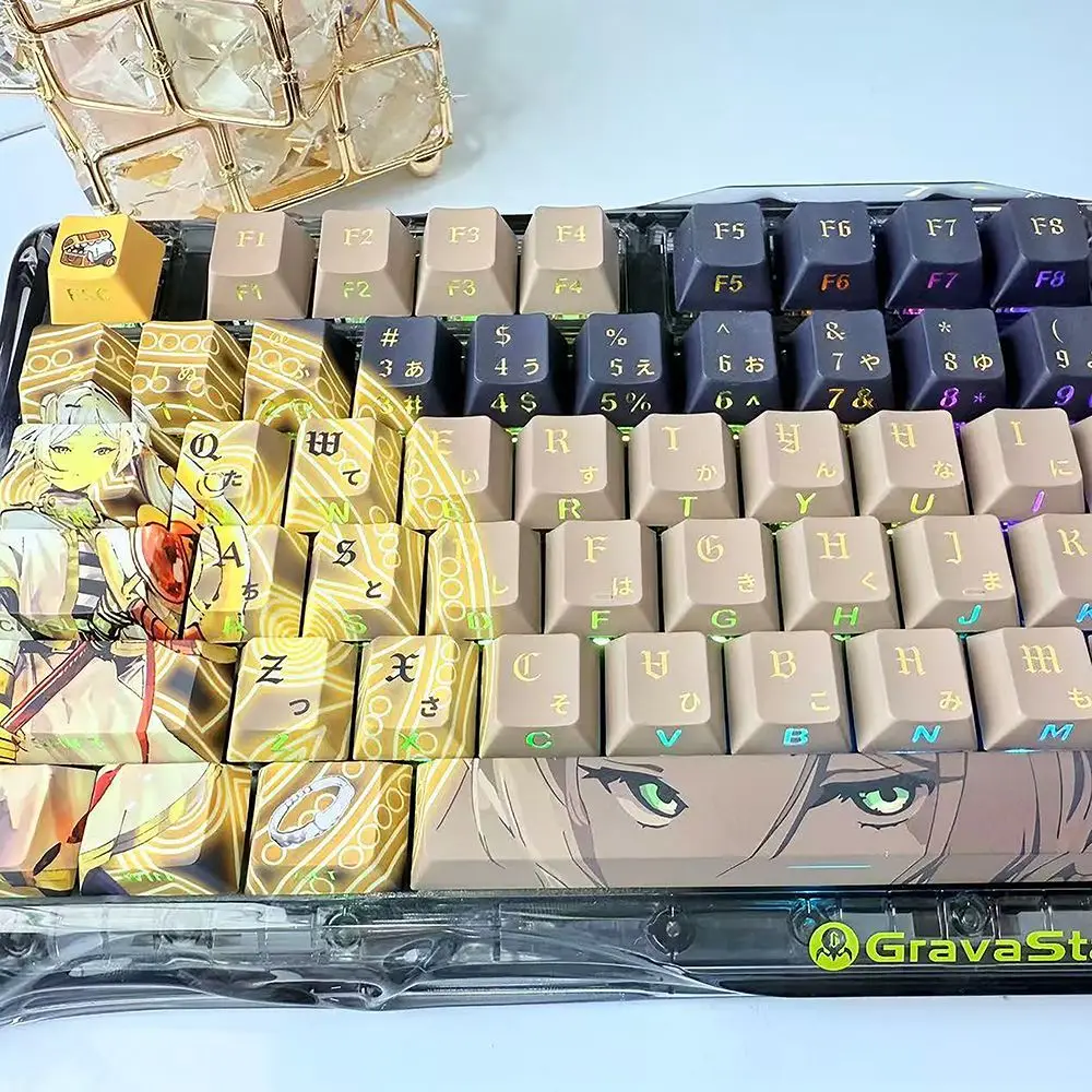 Frieren Keycaps Anime Theme Keycap Game Key Cap 100 Keys PBT DYE SUB Cherry MX Switch for Wooting60H&E87 61/63/64/83/87