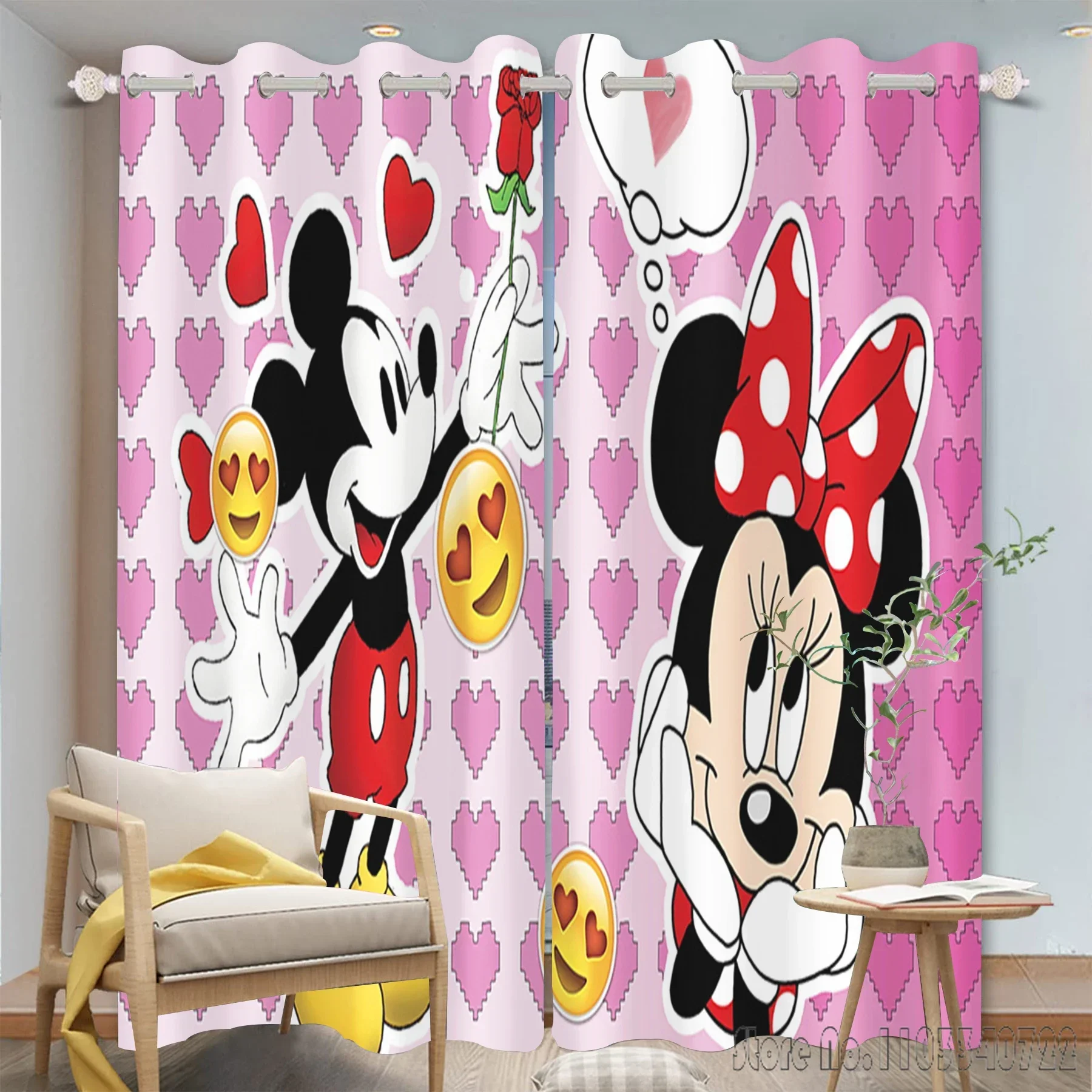 Mickey Mouse Disney Cartoon Window Curtain 3D Print Blackout Curtains Living Room Bedroom Decor Kids Gift