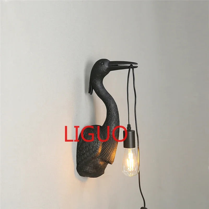 

Nordic White Crane Resin Wall Lamps Bedroom Model Room Living Room Lighting Fixtures Staircase Corridor animal Wall Lights Decor