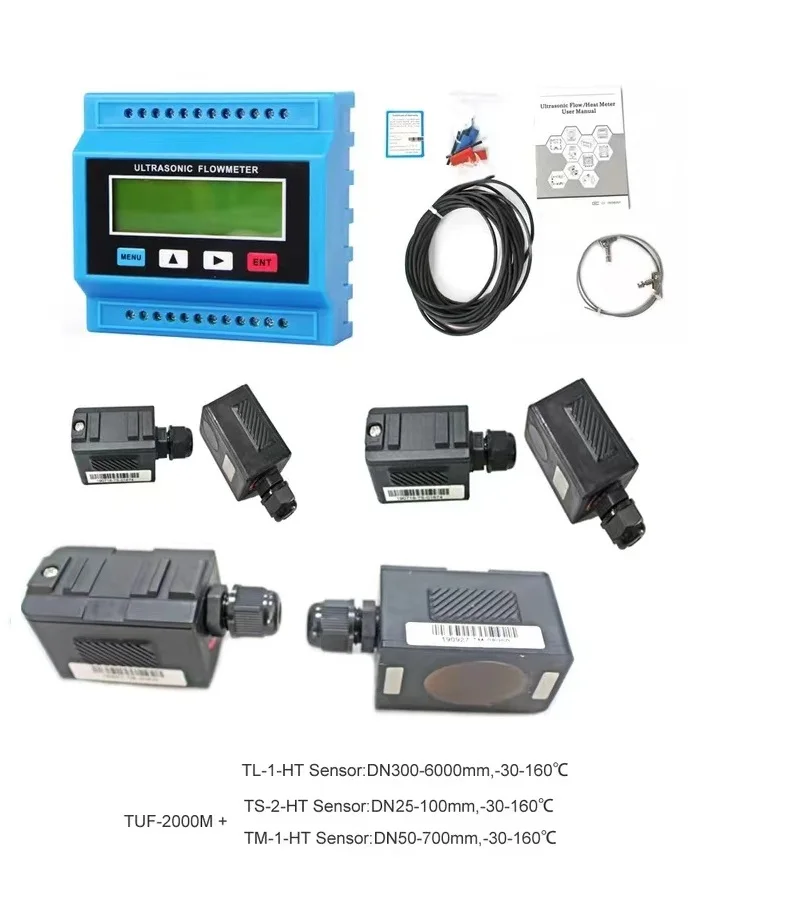 High Temperature -30℃~160℃ Liquid TUF-2000M Digital Modular Ultrasonic Flowmeter TS-2-H TM-1-H TL-1-H Transducer  DN15-6000mm