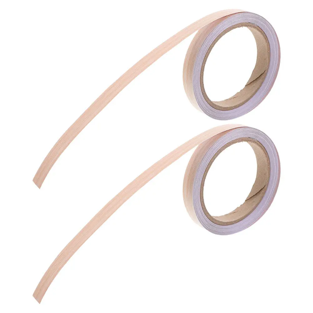 2 Roll Wood Grain Pattern Edge Banding Tape Self Adhesive Furniture Cabinets Doors Windows DIY Repair Decoration Adhesive Edge